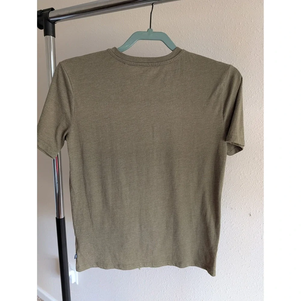Gap Kids Boys XL 14/16 Short Sleeve Henley Shirt Olive Green Heathered GKFH B17K